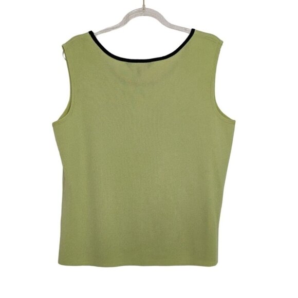 Ming Wang Tank Top Womens Size Medium Green Black Accent Trim Sleeveless Shell - Picture 6 of 9